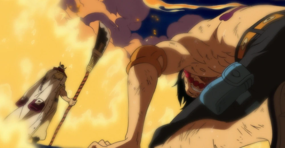 Ace bows to Whitebeard in their final moments together.